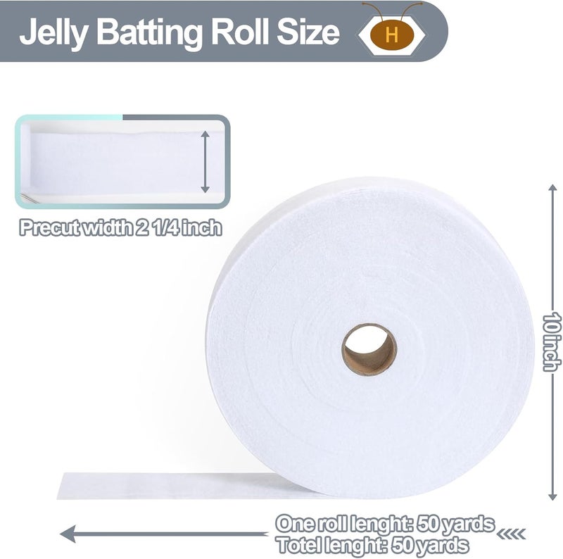 HexaHive Jelly Batting Roll Strips for Rugs 2 1/4 on a Roll Total 50 Yards Polyester Blend Fleece Batting Fabric Tube Maker for Roll Rugs, Braided Rug, Throw Rugs, Flexible Quilt Batting Tool - Image 2